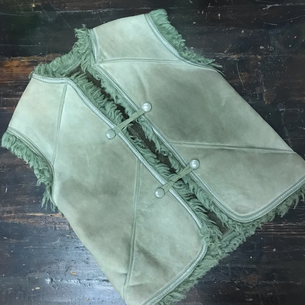 Green Fringe Suede Vest
